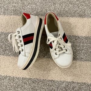 Kids' Red and Blue Web Gucci Sneakers